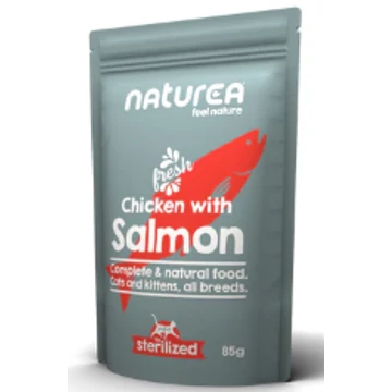 Pérmium párolt nedves eledel -  csirke és lazac 85 g - Naturea